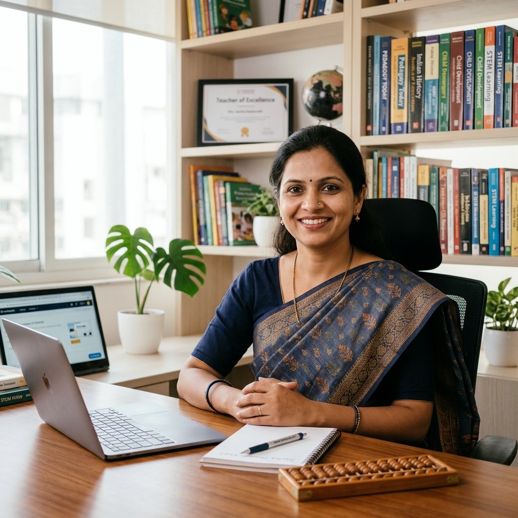 Mrs. Sarika Deshmukh, Founder of H Oneness Edu-Skills with abacus and math models